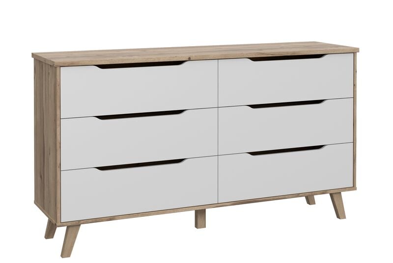 Borg laatikosto 155 3+3-laatikolla tammi/valkoinen