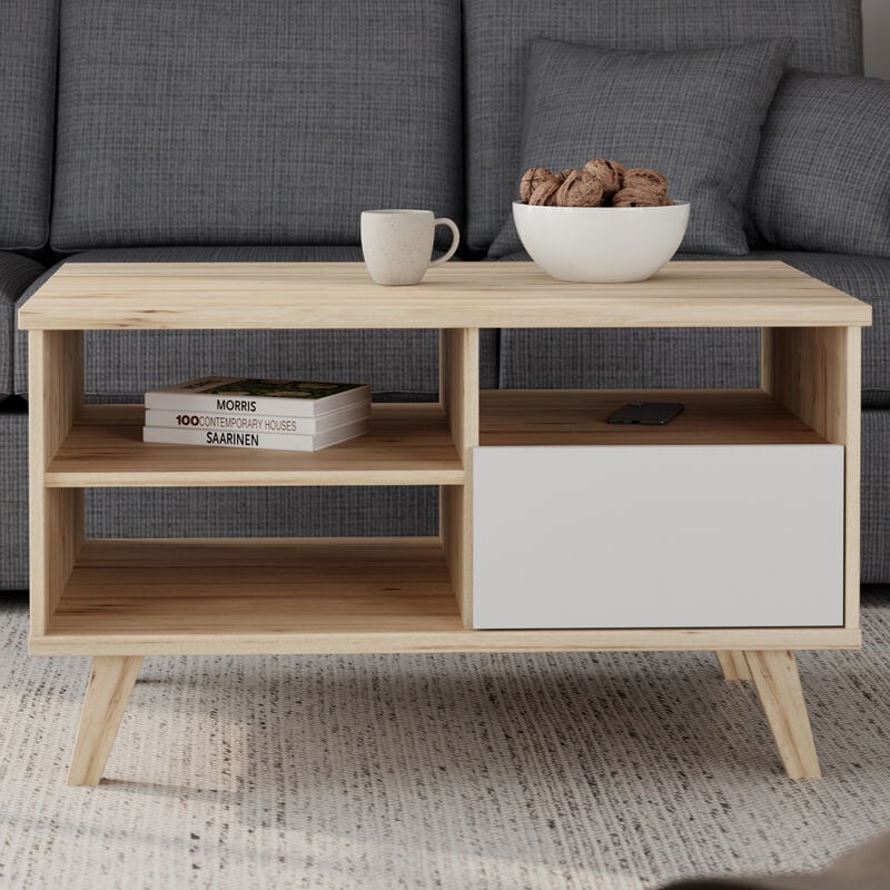 Borg sohvapöytä 90x60 cm tammi/valkoinen