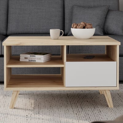 Borg sohvapöytä 90x60 cm tammi/valkoinen