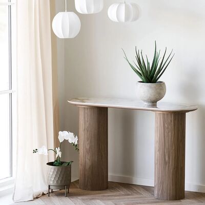 House Nordic Athens sivupöytä 120x40x78 cm ruskea/valkoinen