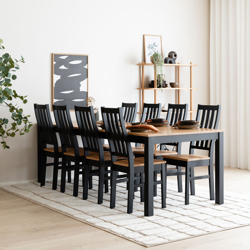 Scandic-Niklas tammi 8-hengen ruokailuryhmä musta/tammi