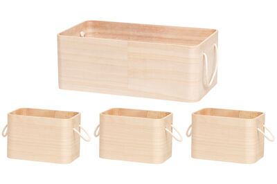 4Living Puulaatikko narukahvoilla 4 kpl setti