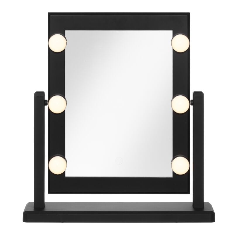 4Living meikkipeili 37x41 cm LED-valoilla musta