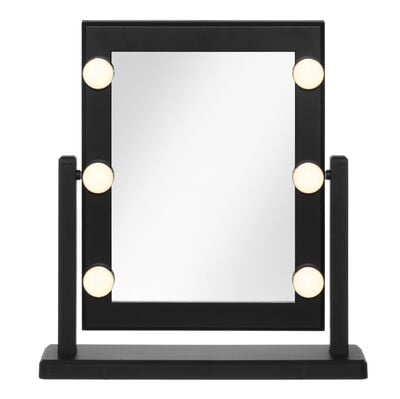 4Living meikkipeili 37x41 cm LED-valoilla musta