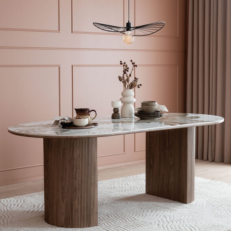 House Nordic Athens ruokapöytä 210x100 cm ruskea/valkoinen