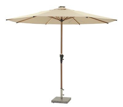 Premium aurinkovarjo 300 cm beige/ tiikki led valoilla