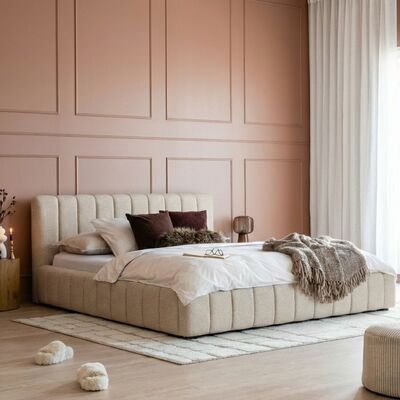 Muhku lift 160x200 cm sängynrunko säilytystilalla beige Cona 1