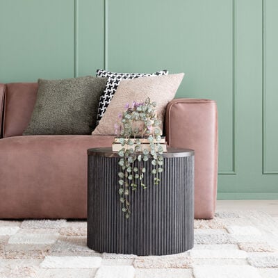 House Nordic Rota pyöreä apupöytä Ø45 cm tummanruskea marmori look