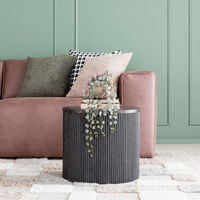 House Nordic Rota pyöreä apupöytä Ø45 cm tummanruskea marmori look