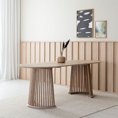 Suoma ruokapöydän kansi ovaali 210x90 cm valkolakattu saarni, asiakaspalautus