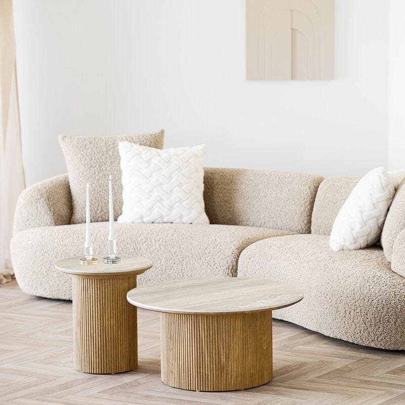 House Nordic Athens sohvapöytä ø80 cm travertiini/tammi