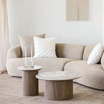 House Nordic Athens pyöreä apupöytä ø45x50 cm travertiini/tammi