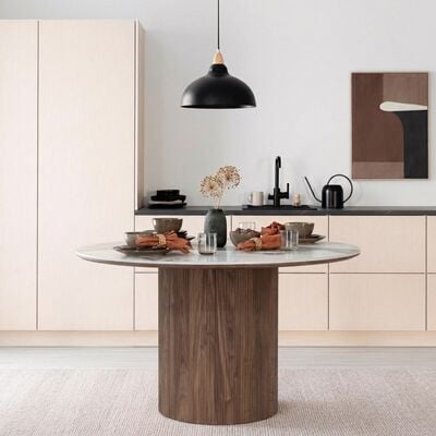 House Nordic Athens pyöreä ruokapöytä ø120 cm travertiini/tammi