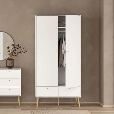 Bodo vaatekaappi 99x58x200 cm valkoinen