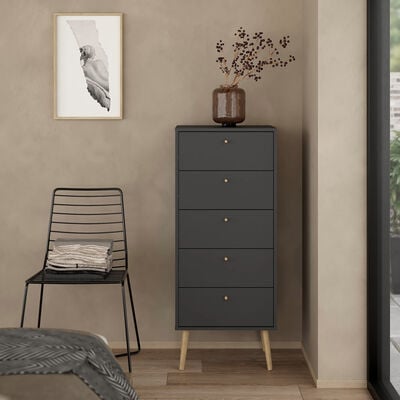 Bodo kapea lipasto 5-laatikolla valkoinen