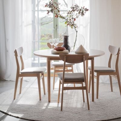 Rowico Home Fairmount pyöreä ruokapöytä Ø120 cm beige/valkopesty tammi