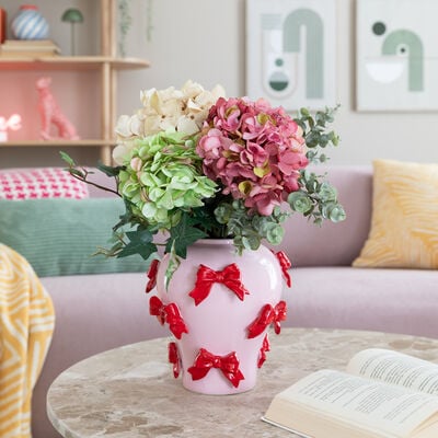 M&M Tiese vaasi vihreä/vaaleanpunainen