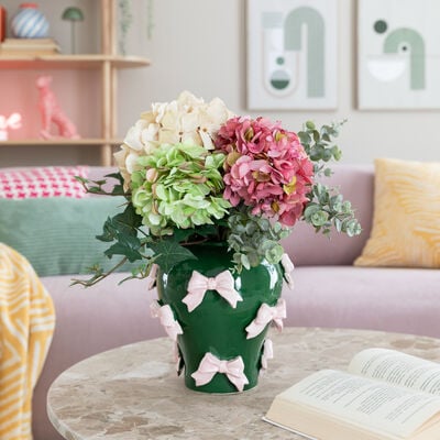 M&M Tiese vaasi vihreä/vaaleanpunainen