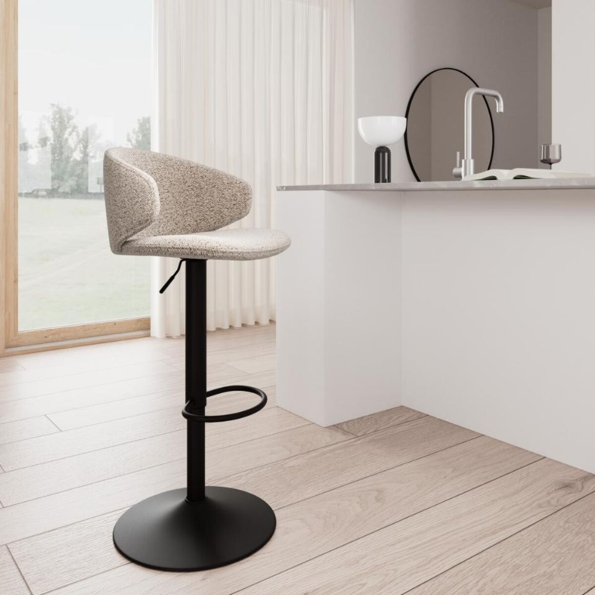 Ella baarituoli beige monza 60, mustat jalat