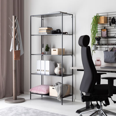 House Nordic Vita avohylly 80x36x170 cm musta, asiakaspalautus