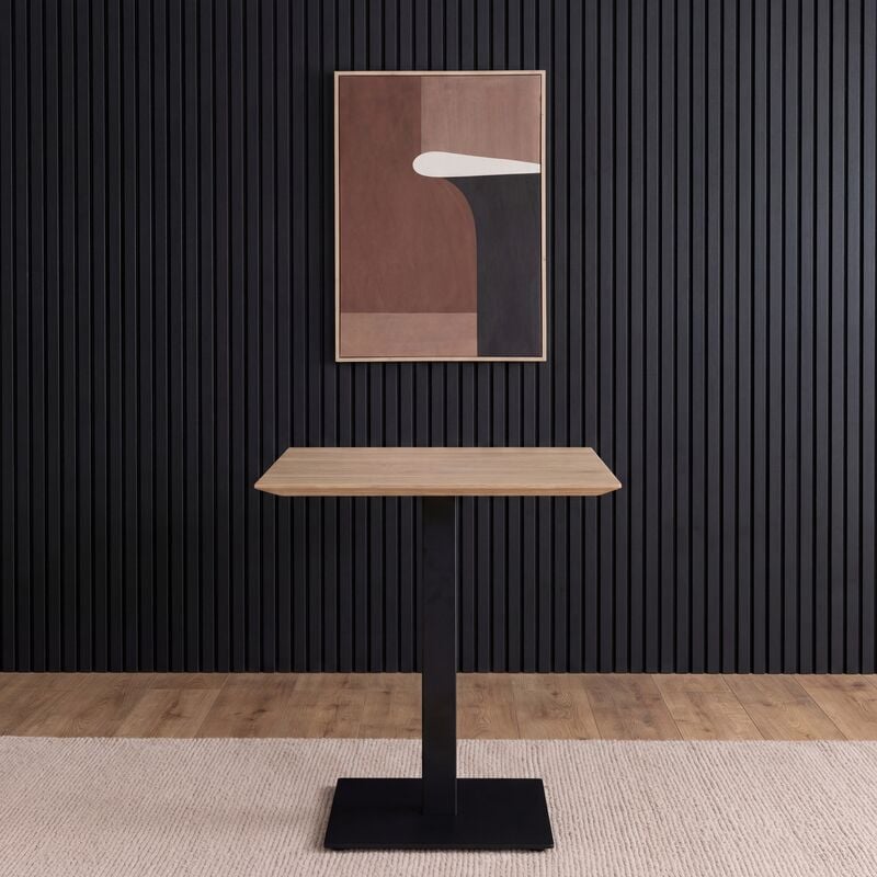 Cafe ruokapöytä 60x70 cm kantikkaalla jalalla lakattu tammi/musta