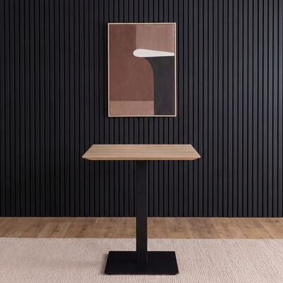 Cafe ruokapöytä 60x70 cm kantikkaalla jalalla lakattu tammi/musta