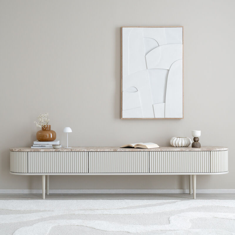 Taimi tv-taso 209x41x47 cm marmori matta latte/greige