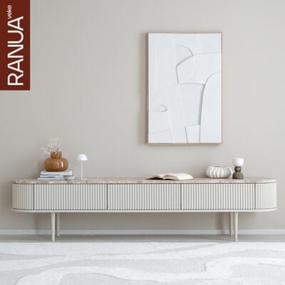 Taimi tv-taso 209x41x47 cm marmori matta latte/greige