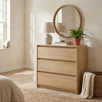 Manami leveä lipasto 3-laatikolla tammi