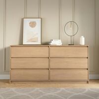 Manami leveä lipasto 3+3-laatikolla tammi