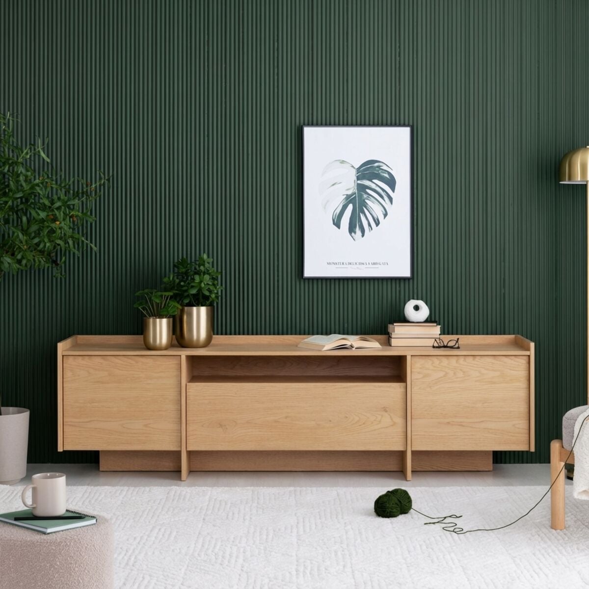 Japandi tv-taso 197x38x57 cm tammi