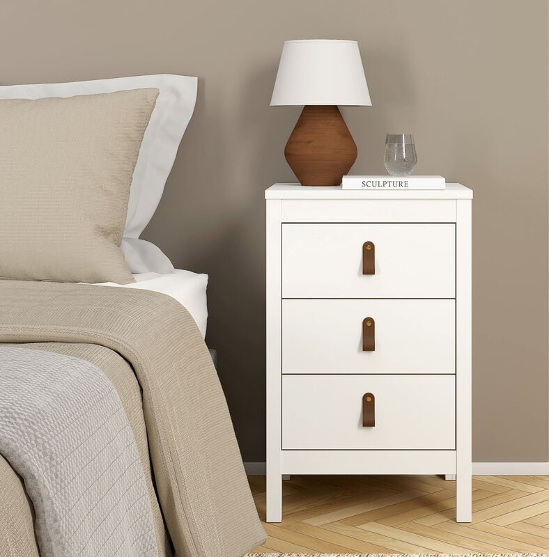 Madrid kapea lipasto 3-laatikolla valkoinen