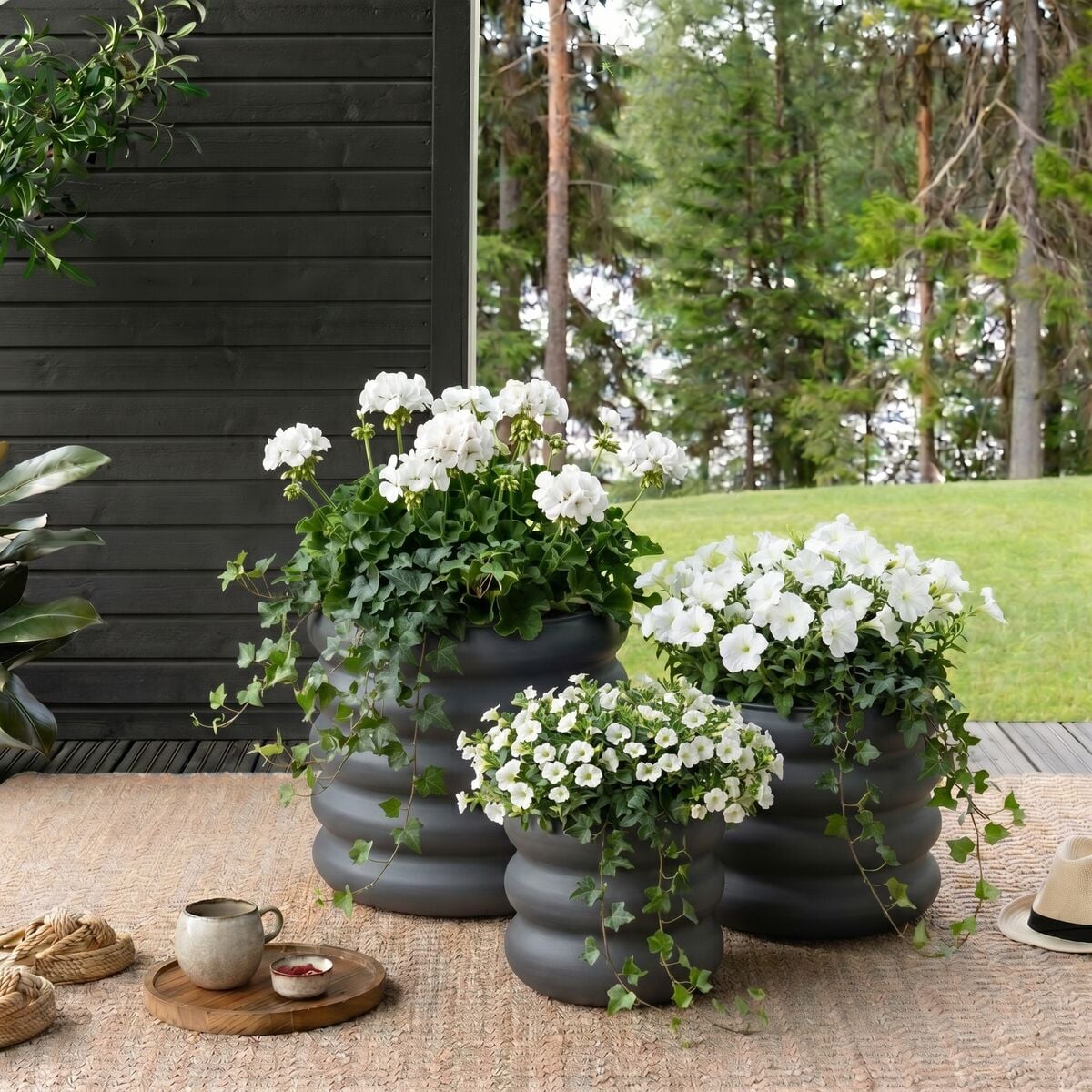 Poimu kukkaruukkusetti 3 kpl harmaa