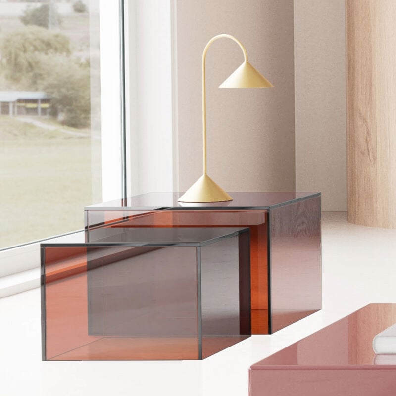 Dice 2-osainen lasinen sarjapöytä ruskea