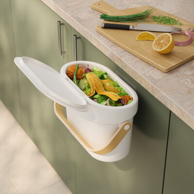 Umbra Bellwood komposti roskakori valkoinen/luonnonväri