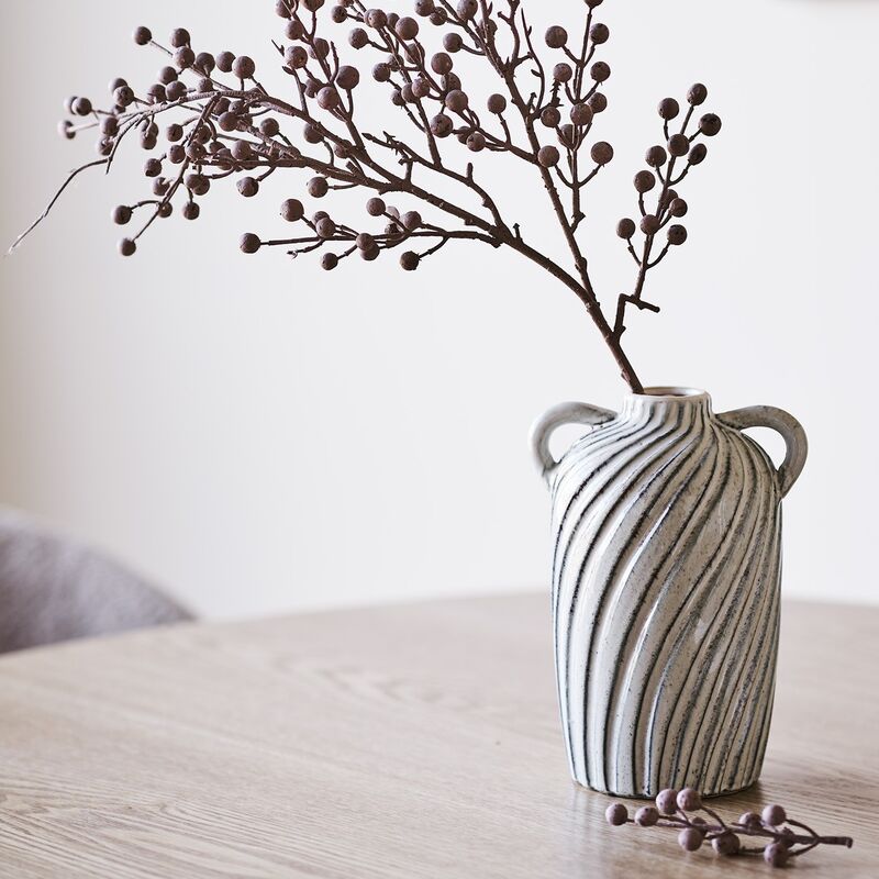 House Nordic Misty keraaminen vaasi 15,5x14x22 cm sini/valkoinen