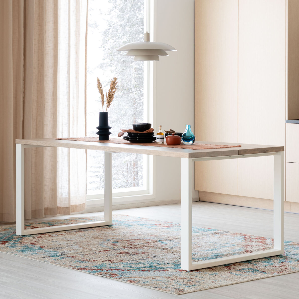 Manner tammi lankkupöytä 195x90 cm valkolakattu tammi/valkoinen A-laatu