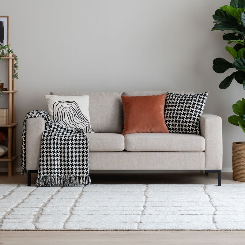 Toronto 2-istuttava sohva hiekka hygge 10, jalka musta metalli