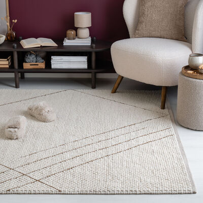 Ruuhi villamatto 200x290 cm luonnonvalkoinen/ruskea