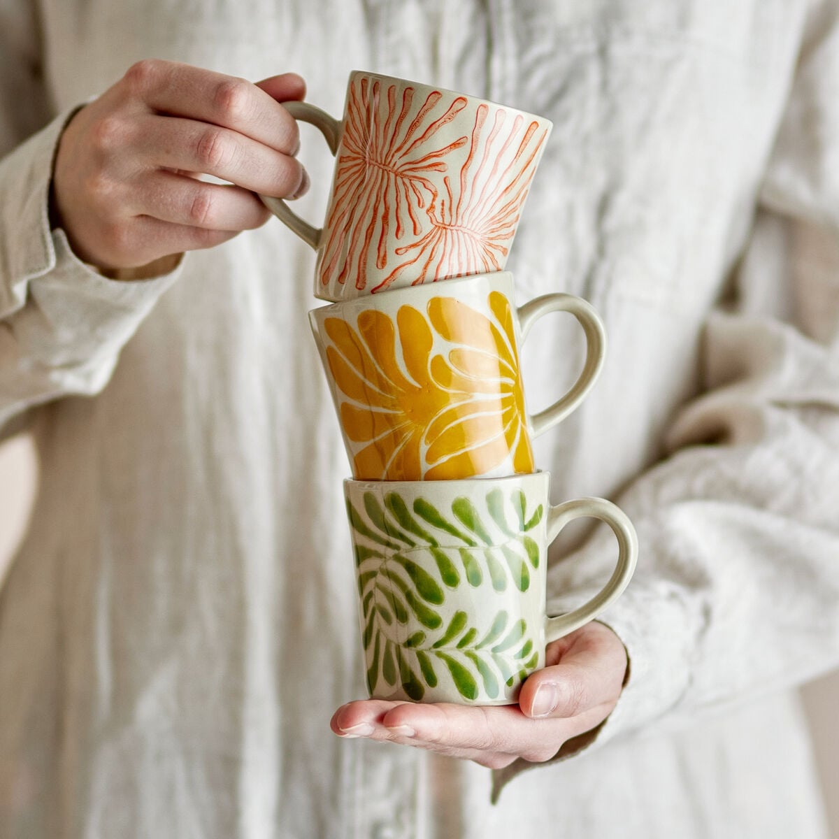 Bloomingville Fauni muki 3 kpl setti monivärinen