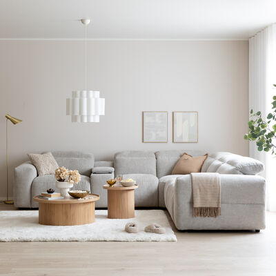 Mukava kotiteatteri kulmasohva beige