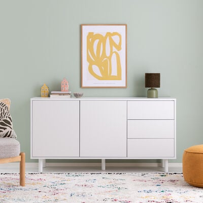 Kokoa senkki 150/2+3 valkoinen pure, push open, taika jaloilla(kuvausmalli)