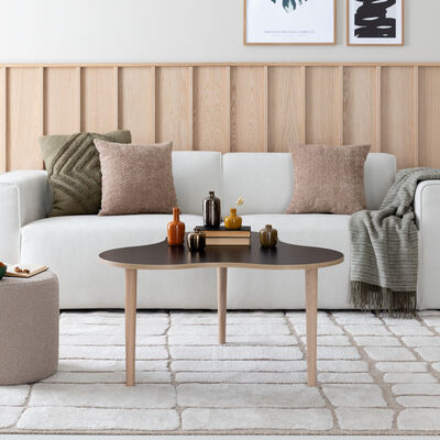 Luode muoto sohvapöytä 85 cm valkoinen/valkolakattu tammi