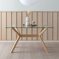 Halen ruokapöytä 130x80 cm tammi/ kirkas lasi