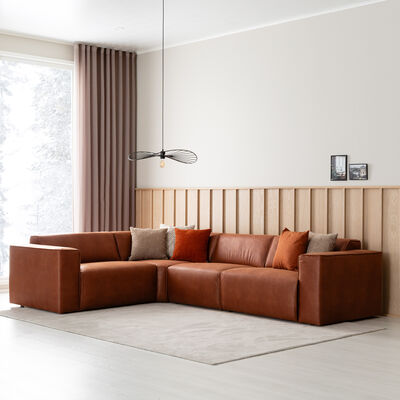 Hali kulmasohva nahkaverhoiltu beige Kentucky 2