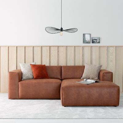 Hali divaanisohva vasen nahkaverhoiltu konjakinruskea Kentucky 9