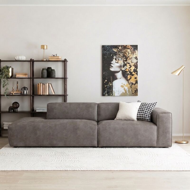 Hali divaani vasen nahkaverhoiltu beige Kentucky 2
