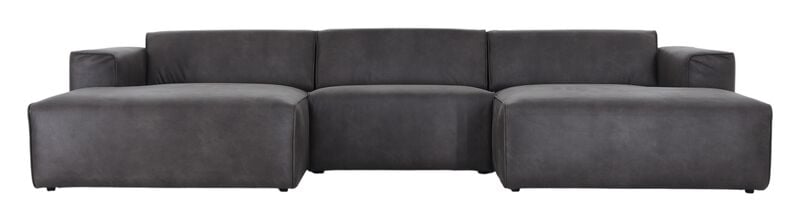 Hali U -sohva nahkaverhoiltu musta Kentucky 1