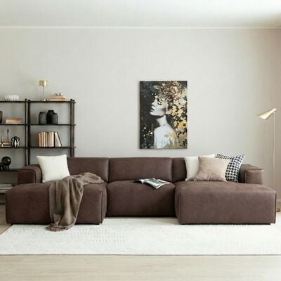 Hali U-sohva nahkaverhoiltu beige Kentucky 2