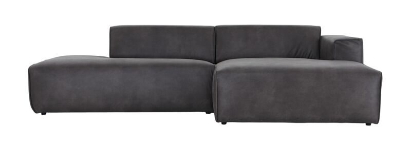 Hali divaanisohva avopäädyllä oikea nahkaverhoiltu musta Kentucky 1